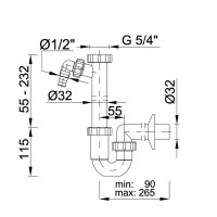 STY-638-32-2 Сифон трубний, без зливного клапана, з підключенням до посудомийної машини, вихід d32 м Styron фото 1