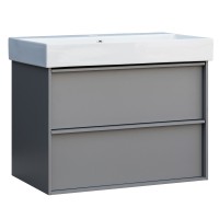 083085G QUADRA Тумба 85 сіра матова з умивальником та сифоном (1 сорт) Devit
