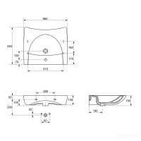 K11-0041 ETIUDA Раковина-65 для людей з обмеженими фізичними можливостями з отв. (1 сорт) CERSANIT-С Україна фото 1