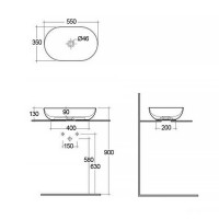 FEECT5500514A FEELING Раковина на стільницю, овальна, Matt Cappuccino, 55см (1 сорт) RAK Ceramics фото 1