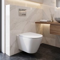 RST23AWHA+ RESC0004  RESORT Унітаз підвісний з кришкою slim, безобідковий, білий (1 сорт) RAK Ceramics фото 3