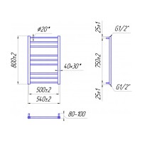 1.2.0100.03.SC Рушникосушка Преміум Класік 800х540/500, Сатин (1 сорт) Mario фото 2