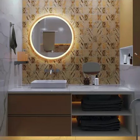 Perfection Slim Дзеркало з підсвіткою LED дуб натуральний 750мм (аурна,фронтальна,сенсорна) (1 сорт) Luxury Wood