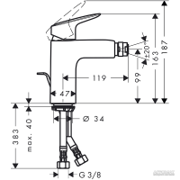 71200000 Logis 100 Змішувач д/біде (1 сорт) HANSGROHE фото 1