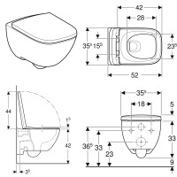 502.827.00.1 Modo Комплект підвісного унітазу, прямокутна форма, без обідка, прих.кріплення, з кришк Geberit промо фото 1