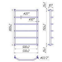 1.3.2802.01.S Рушникосушка Трапеція HP 800х530/500, колір сатин (1 сорт) Mario фото 1