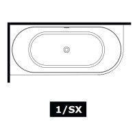 V057BL00SX CORA  Ванна асиметрична  із вбудованною панеллю, з д\к 170 x 75 x 52h, ліва,  білий гляне TREESSE фото 3