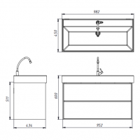 083100G QUADRA Тумба 100 сіра матова з умивальником та сифоном (1 сорт) Devit фото 5