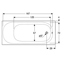 554.015.01.1 Soana Ванна прямокутна 180x80см, тонкий край, злив та перелив в зоні ніг, з ніжками 891 Geberit фото 2