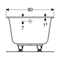 554.015.01.1 Soana Ванна прямокутна 180x80см, тонкий край, злив та перелив в зоні ніг, з ніжками 891 Geberit фото 4