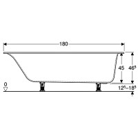 554.015.01.1 Soana Ванна прямокутна 180x80см, тонкий край, злив та перелив в зоні ніг, з ніжками 891 Geberit фото 3