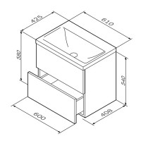 MGA-FHX06022WG-WCC0602WG GEM, База з раковиною, підвісна, 60 см, 2 ящика push-to-open, біла (1 сорт) AM.PM фото 1