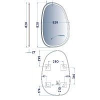 5415080 Style Асиметричне дзеркало 800х500 з LED підсвіткою та тачсенсором (1 сорт) Devit фото 6