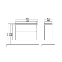 7648 ЕЛІТ Тумба підвісна з раковиною-80 Elite (1 сорт) Аква Родос фото 2