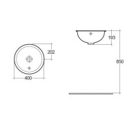 OC93AWHA EMMA Раковина під стільницю кругла з переливом 40см (1 сорт) RAK Ceramics фото 1
