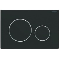115.882.14.1 Sigma20 round Клавіша змиву, подвійний змив, легкоочисна поверхня, чорний мат/хром глян Geberit