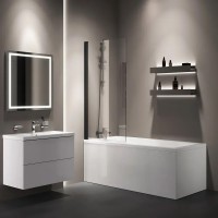 W90UBS-D080-140BT Gem Шторка на борт ванни 80х140, поворотна, профіль чорний мат, скло прозоре (				 AM.PM фото 5