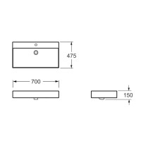 1810070 LINEA Раковина підвісна/меблева 475х700 без донного клапана, біла (1 сорт) Devit фото 1
