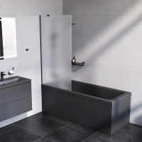 W90UBS-080-140BM  Gem Шторка на борт ванни 80х140, фіксована профіль чорний мат, скло прозоре (1 сор AM.PM фото 4