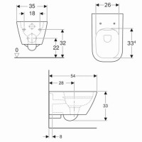 500.208.01.1 Smyle Square Підвісний унітаз воронкоподібний, закрита форма, Rimfree (1 сорт) Geberit фото 1