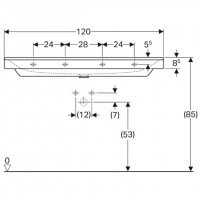 500.551.01.1 Xeno2 Раковина 120 см, з 1 отвором під зміш., без переливу, KeraTect, колір білий гляне Geberit фото 1
