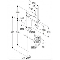 342900575 PureSolid 100 Змішувач д/раковини з д/к (1 сорт) Kludi фото 1