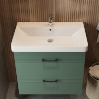 454080E Urbanis Тумба 80см з раковиною та чорними ручками, смарагдова (1 сорт) Devit фото 10