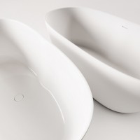 VAPERL145/00 Perla Ванна окремостояча 145*71 см з литого (штучного) каменю, з інтегрованим сифоном,  PAA фото 6