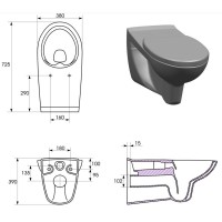 K670-002 ETIUDA Унітаз підвісний CLEAN ON без кришки для людей з обмеженими фізичними можливостями ( CERSANIT-С Україна фото 4