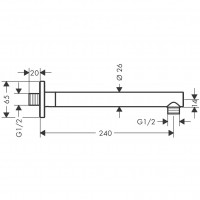26405000 HG Vernis Shape Тримач для верхнього душу 24 см, хром (1 сорт) HANSGROHE фото 1