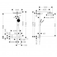 24580000 HG Raindance Alive Q Душова система 210/340 1jet з ShowerSelect Comfort, хром (1 сорт) HANSGROHE фото 2