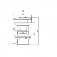 21031100W Донний клапан для раковини з переливом, білий (1 сорт) Devit