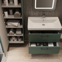 454080E Urbanis Тумба 80см з раковиною та чорними ручками, смарагдова (1 сорт) Devit фото 9