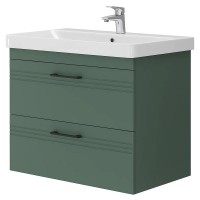 454080E Urbanis Тумба 80см з раковиною та чорними ручками, смарагдова (1 сорт) Devit фото 1