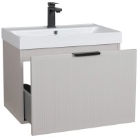 32215 Тумба Fabio (кашемір) з умивальником Fabio 60 см (консольна) ручка чорна (1 сорт) Аква Родос фото 2