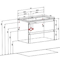 4208 Тумба Акцент консольна з раковиною умивальником Альфа 80 см ,  каштан (1 сорт) Аква Родос фото 1