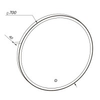 27301 Lorenzo Дзеркало 70 см сенсор з підсвіткою, колір чорний (1 сорт) Аква Родос фото 1