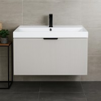 32217 Тумба Fabio (кашемір) з умивальником Fabio 80 см (консольна) ручка чорна (1 сорт) Аква Родос