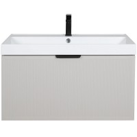 32217 Тумба Fabio (кашемір) з умивальником Fabio 80 см (консольна) ручка чорна (1 сорт) Аква Родос фото 5