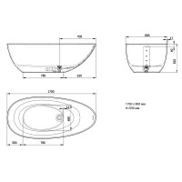 VABELLOS/00 BELLA OVO Ванна окремостояча 170*80 см з литого (штучного) каменю Silkstone, з інтегрова PAA фото 2