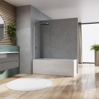 D20B10804007 Arelia  одностворчаста шторка для ванни 1400*800, срібло поліроване; скло прозоре (1 со Ronal фото 2