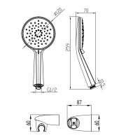 851155B ACQUA Ручний душ з тримачем, чорний матовий (1 сорт) Devit