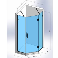 SE0140B ART 3.0 Душова кабіна, п'ятикутна, розпашна, 900*900, без піддона, скло прозоре, чорна матов Devit фото 3
