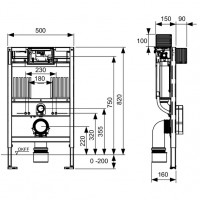 9300380 TECEprofil Модуль універсальний для унітазів-біде, бачок Uni, висота 820мм (1 сорт) Tece фото 1