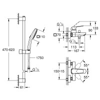 BF101813TC Cubeo Комплект змішувач 1/2 для ванни та душовий набір, хром (1 сорт) Grohe фото 3