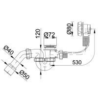 STY-536-A-B Styron Автоматичний сифон для ванни, довжина переливу 530мм,  колір чорний мат (1 сорт) Styron фото 1