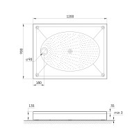 KDPART90X120/00 ART Піддон душовий прямокутний 90х120 з литого (штучного) каменю з ніжками та панель PAA
