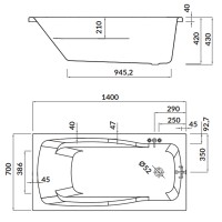 S301-160 LANA Ванна прямокутна 140х70 см (1 сорт) CERSANIT-С Україна фото 2