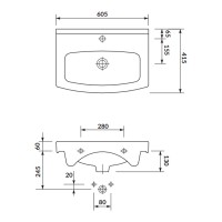 K119-077 CERSANIA Умивальник меблевий 60 ONE HOLE з отвором для змішувача, з переливом, білий глянец MITO фото 2