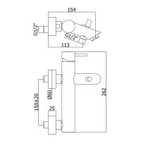 LIG 023 NO Light exclusive  Змішувач для ванни з ручним душем, чорний (1 сорт) Paffoni фото 5